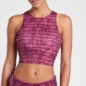 Athleta Purple Tie-Dye Crop Top Sport Bra S